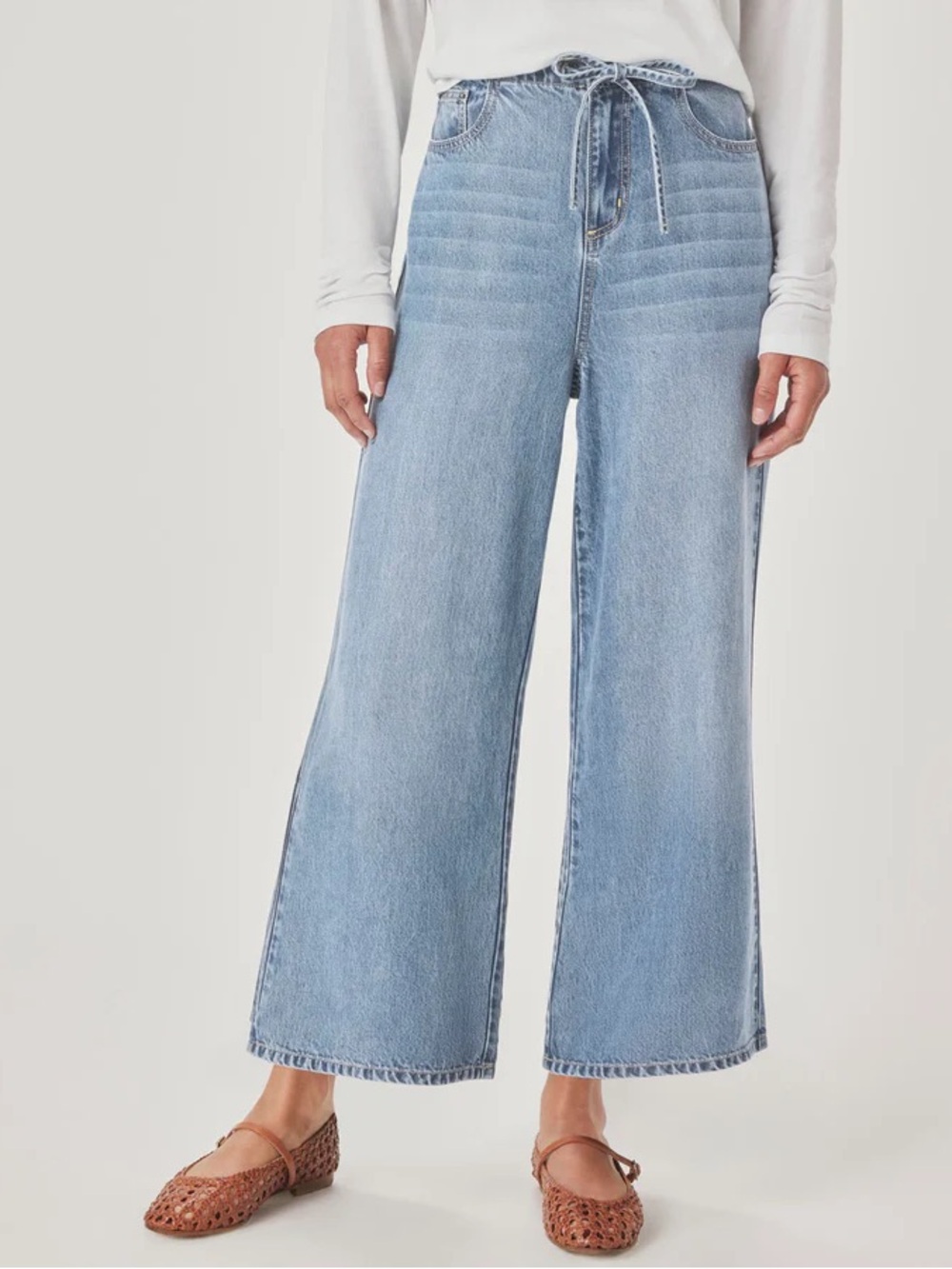 NEW splendid cropped denim pant Light Wash Wide-Leg Women's Jeans